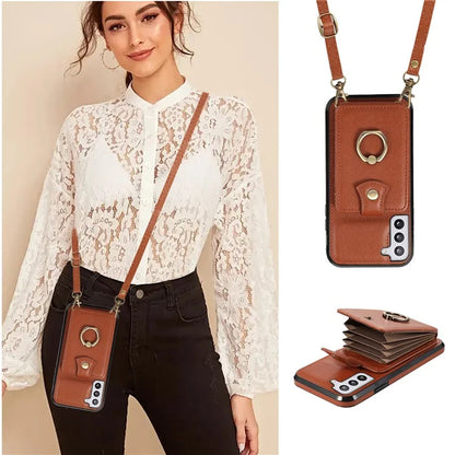 For Samsung Galaxy S22+ 5G Case Kickstand Slim-Fit TPU+PU Leather Mobile Phone Cover