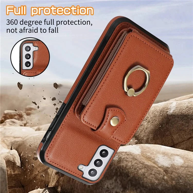 For Samsung Galaxy S22+ 5G Case Kickstand Slim-Fit TPU+PU Leather Mobile Phone Cover