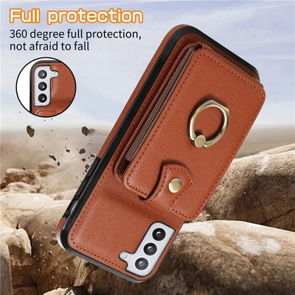 For Samsung Galaxy S22+ 5G Case Kickstand Slim-Fit TPU+PU Leather Mobile Phone Cover