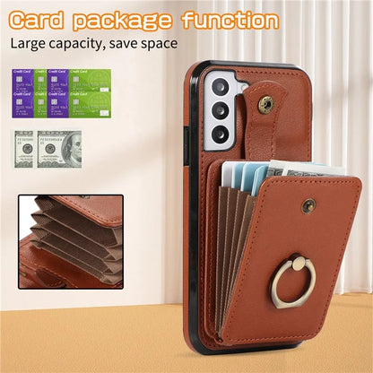 For Samsung Galaxy S21 4G / 5G Case Kickstand TPU+PU Leather Slim-Fit Mobile Phone Cover