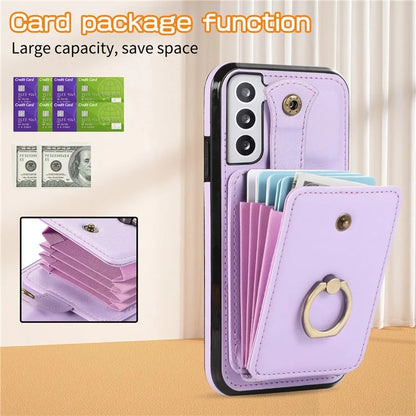For Samsung Galaxy S21 4G / 5G Case Kickstand TPU+PU Leather Slim-Fit Mobile Phone Cover