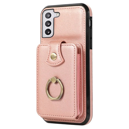 For Samsung Galaxy S21 4G / 5G Case Kickstand TPU+PU Leather Slim-Fit Mobile Phone Cover