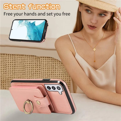 For Samsung Galaxy S21 4G / 5G Case Kickstand TPU+PU Leather Slim-Fit Mobile Phone Cover