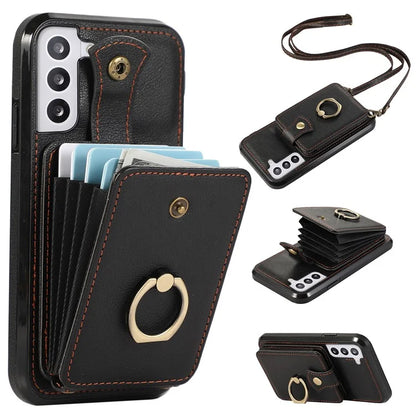 For Samsung Galaxy S21 4G / 5G Case Kickstand TPU+PU Leather Slim-Fit Mobile Phone Cover