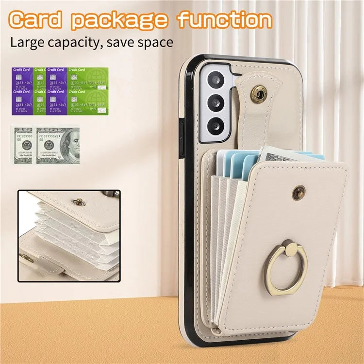 For Samsung Galaxy S23 Case TPU+PU Leather Slim-Fit Mobile Phone Cover with Kickstand
