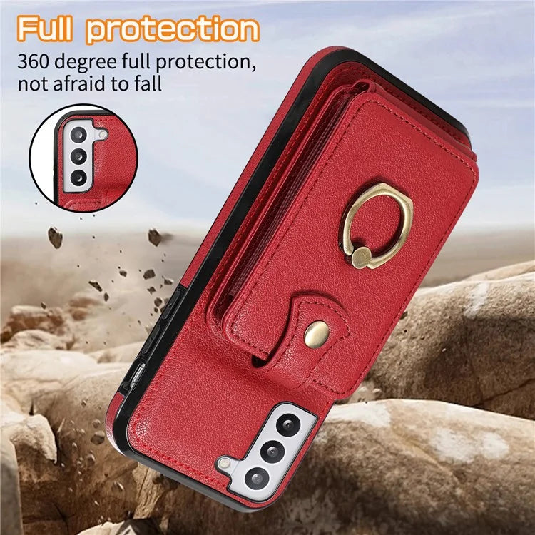 For Samsung Galaxy S23 Case TPU+PU Leather Slim-Fit Mobile Phone Cover with Kickstand