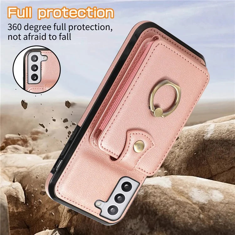 For Samsung Galaxy S23 Case TPU+PU Leather Slim-Fit Mobile Phone Cover with Kickstand