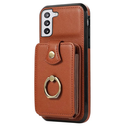 For Samsung Galaxy S23 Case TPU+PU Leather Slim-Fit Mobile Phone Cover with Kickstand