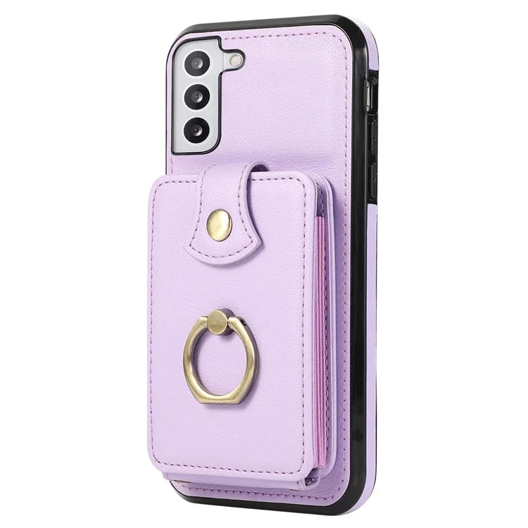 For Samsung Galaxy S23 Case TPU+PU Leather Slim-Fit Mobile Phone Cover with Kickstand