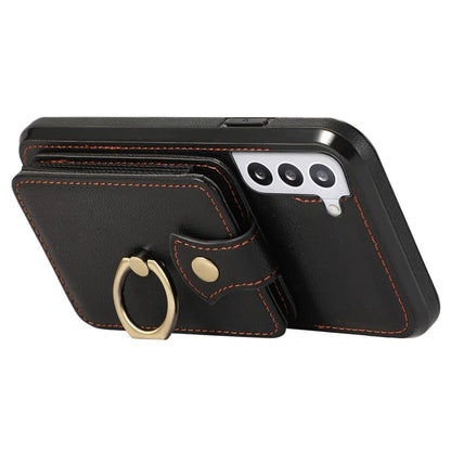 For Samsung Galaxy S23 Case TPU+PU Leather Slim-Fit Mobile Phone Cover with Kickstand