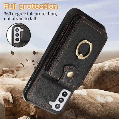 For Samsung Galaxy S23 Case TPU+PU Leather Slim-Fit Mobile Phone Cover with Kickstand