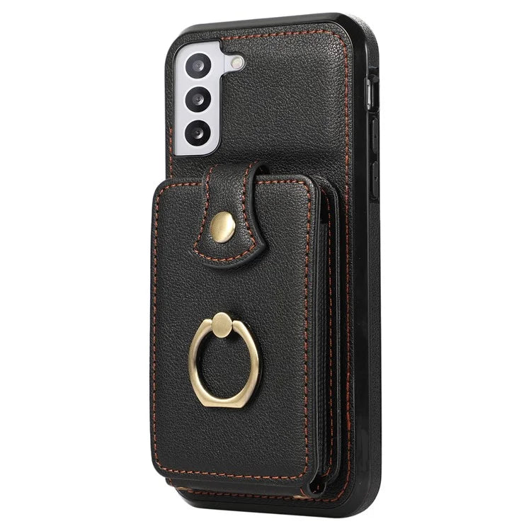 For Samsung Galaxy S21+ 5G Case TPU+PU Leather RFID Blocking Card Holder Phone Cover