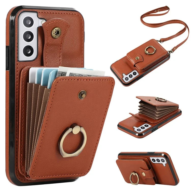 For Samsung Galaxy S21+ 5G Case TPU+PU Leather RFID Blocking Card Holder Phone Cover