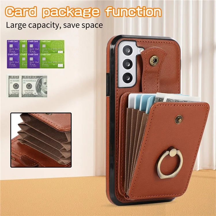 For Samsung Galaxy S21+ 5G Case TPU+PU Leather RFID Blocking Card Holder Phone Cover