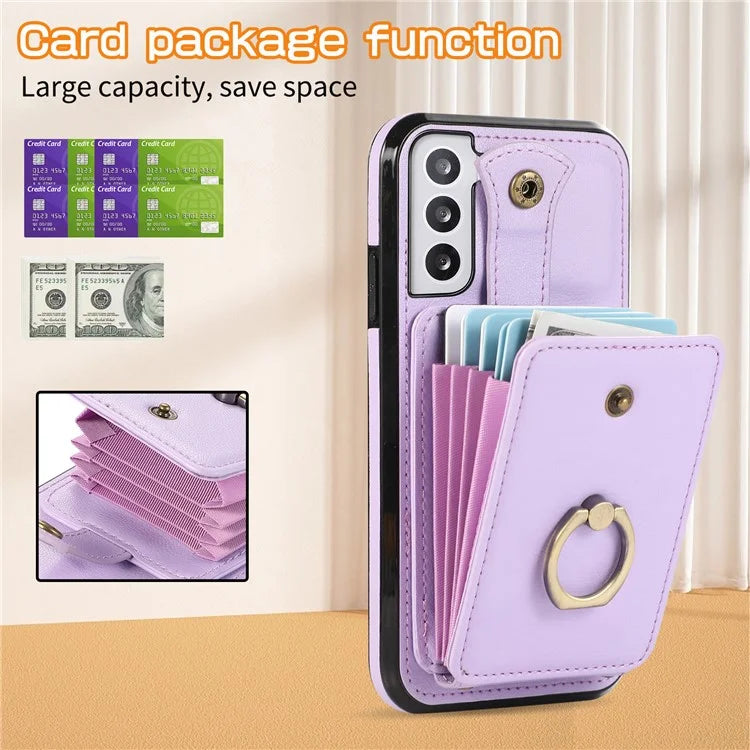 For Samsung Galaxy S21+ 5G Case TPU+PU Leather RFID Blocking Card Holder Phone Cover