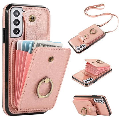 For Samsung Galaxy S21+ 5G Case TPU+PU Leather RFID Blocking Card Holder Phone Cover
