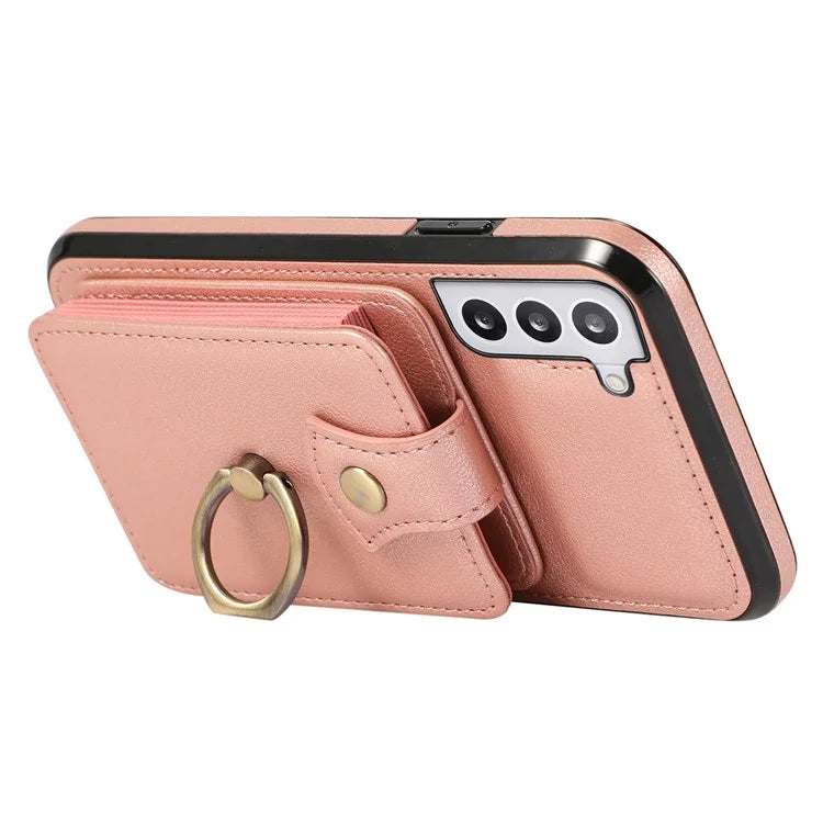 For Samsung Galaxy S21+ 5G Case TPU+PU Leather RFID Blocking Card Holder Phone Cover