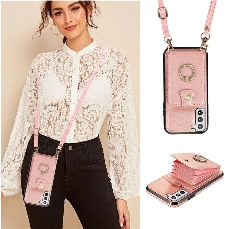 For Samsung Galaxy S21+ 5G Case TPU+PU Leather RFID Blocking Card Holder Phone Cover