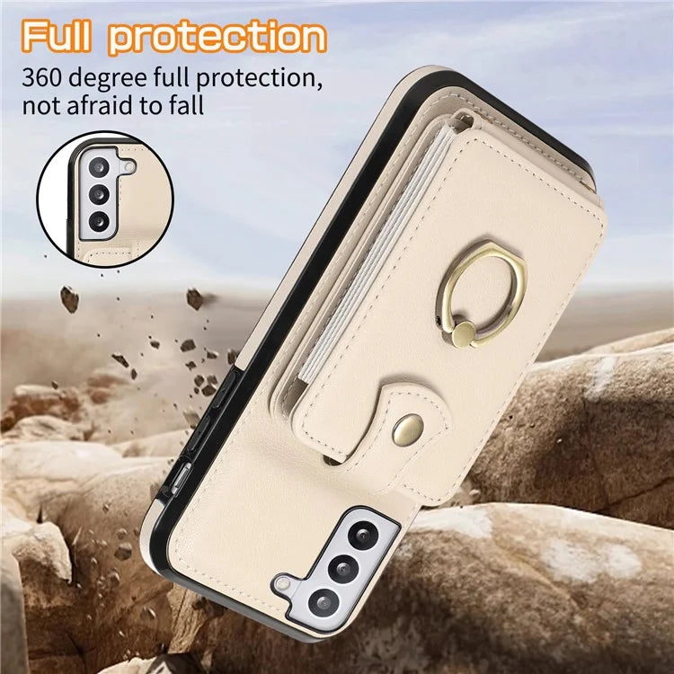 For Samsung Galaxy S21+ 5G Case TPU+PU Leather RFID Blocking Card Holder Phone Cover