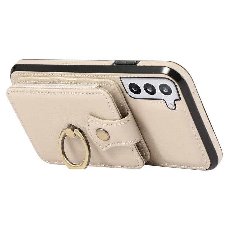 For Samsung Galaxy S22 5G Case RFID Blocking Kickstand Mobile Phone Cover TPU+PU Leather Phone Shell