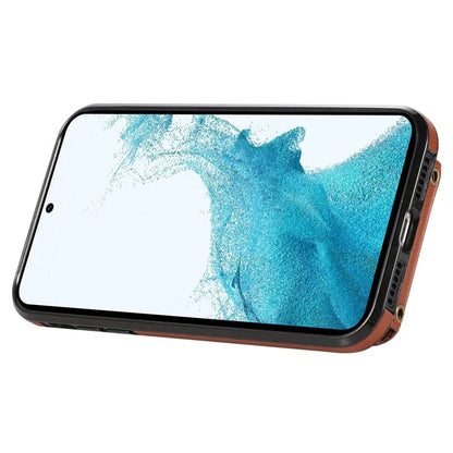 For Samsung Galaxy S22 5G Case RFID Blocking Kickstand Mobile Phone Cover TPU+PU Leather Phone Shell