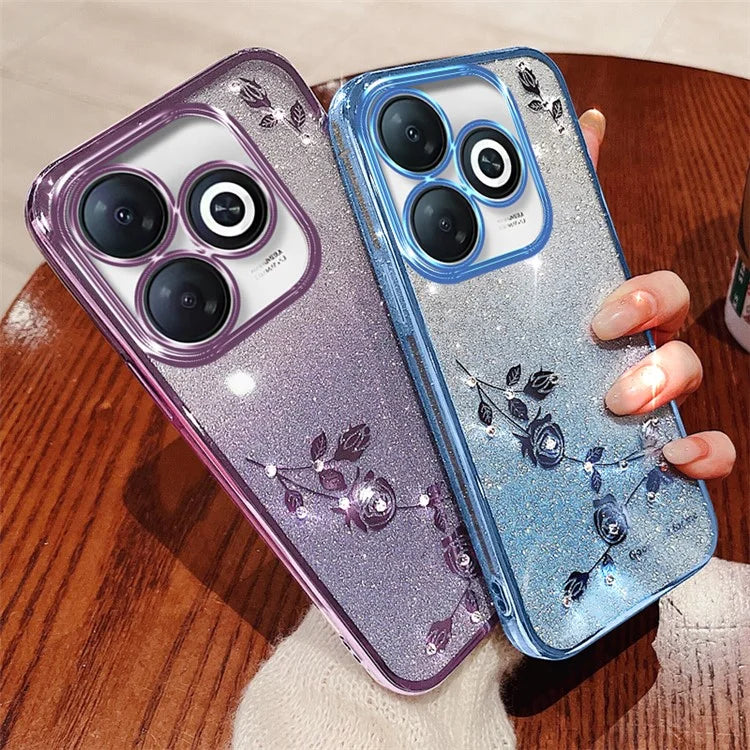 KADEM For Transsion Infinix Smart 8 4G / Transsion Tecno Spark Go 2024 4G Case Rhinestone Decor Gradient TPU Cover