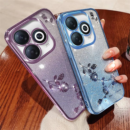 KADEM For Transsion Infinix Smart 8 4G / Transsion Tecno Spark Go 2024 4G TPU Glitter Shell Cell Phone Case with Strap