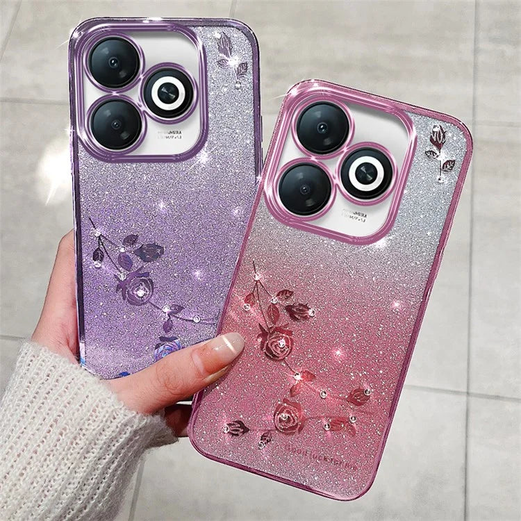 KADEM For Transsion Infinix Smart 8 4G / Transsion Tecno Spark Go 2024 4G TPU Glitter Shell Cell Phone Case with Strap