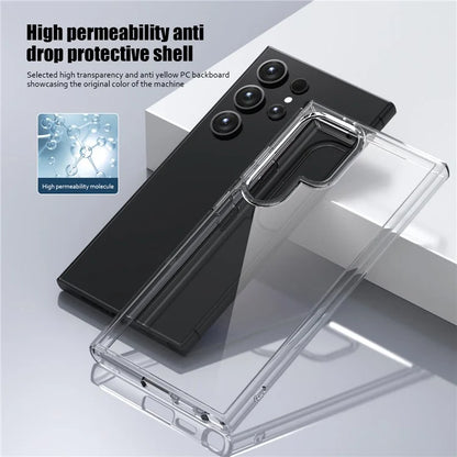 Aurora Series For Samsung Galaxy S24 Ultra Cell Phone Case Hard PC + Soft TPU Back Shell Cover Tan