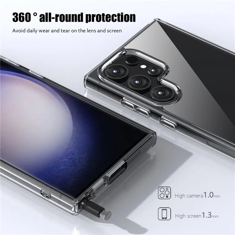 Aurora Series For Samsung Galaxy S24 Ultra Cell Phone Case Hard PC + Soft TPU Back Shell Cover Tan