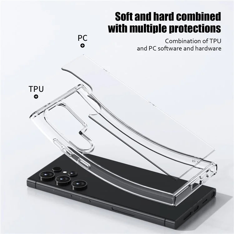 Aurora Series For Samsung Galaxy S24 Ultra Cell Phone Case Hard PC + Soft TPU Back Shell Cover Tan