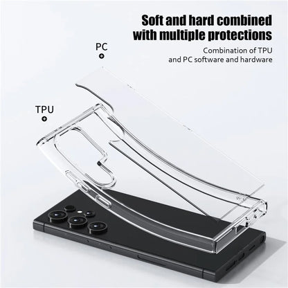 Aurora Series For Samsung Galaxy S24 Ultra Cell Phone Case Hard PC + Soft TPU Back Shell Cover Tan