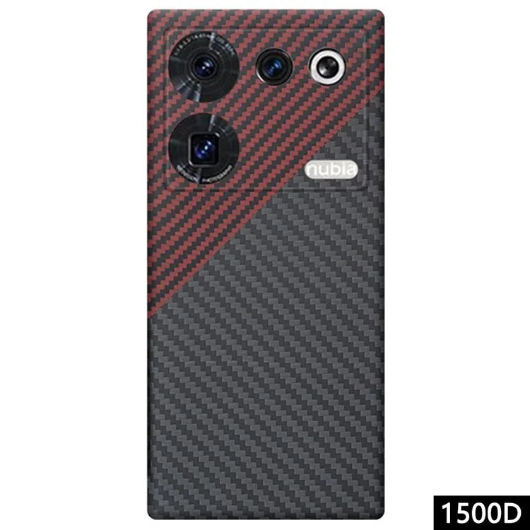 For ZTE nubia Z50 Ultra Case Dual Color 1500D Coarse Texture Aramid Fiber Precise Lens Cutout Phone Cover, Black  /  Red