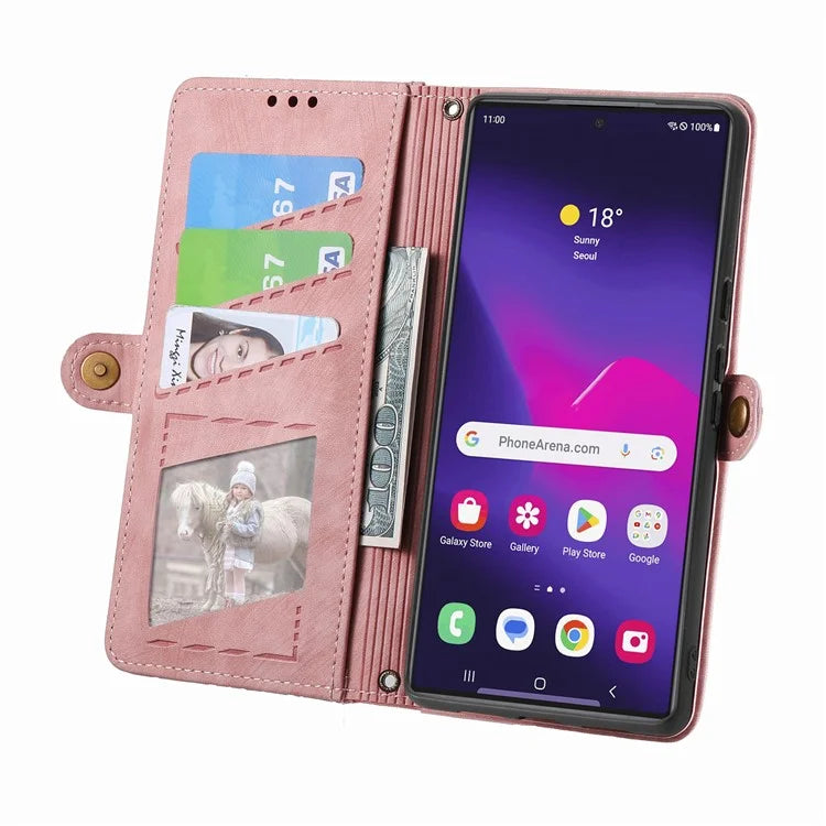 For Samsung Galaxy S24 Ultra Case Geometry Imprinted Wallet Leather Cover
