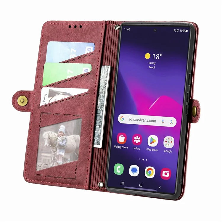 For Samsung Galaxy S24 Ultra Case Geometry Imprinted Wallet Leather Cover