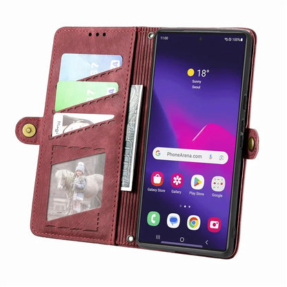 For Samsung Galaxy S24 Ultra Case Geometry Imprinted Wallet Leather Cover