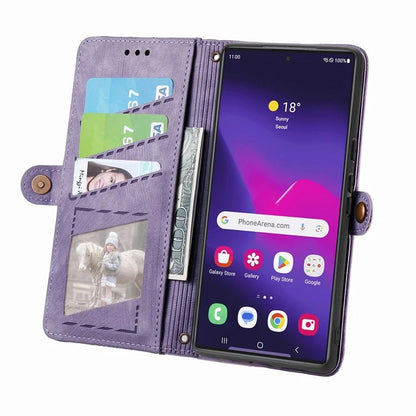 For Samsung Galaxy S24 Ultra Case Geometry Imprinted Wallet Leather Cover