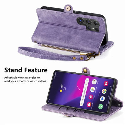 For Samsung Galaxy S24 Ultra Case Geometry Imprinted Wallet Leather Cover
