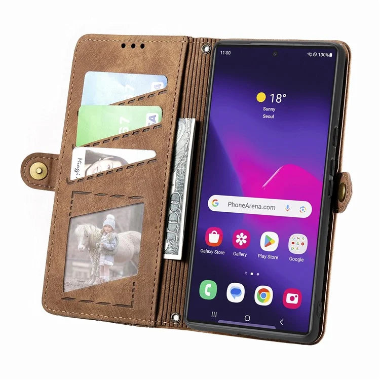 For Samsung Galaxy S24 Ultra Case Geometry Imprinted Wallet Leather Cover