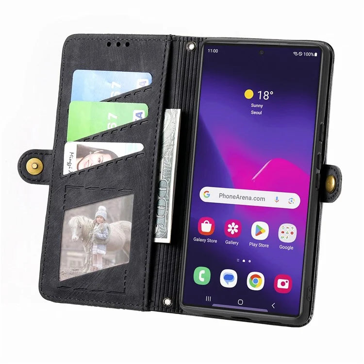 For Samsung Galaxy S24 Ultra Case Geometry Imprinted Wallet Leather Cover