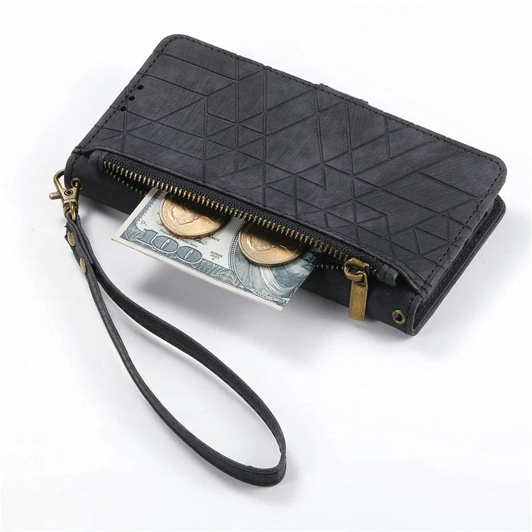 For Samsung Galaxy S24 Ultra Case Geometry Imprinted Wallet Leather Cover