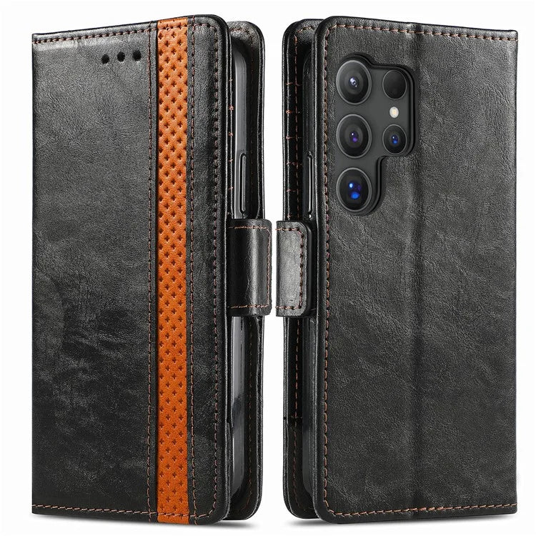CASENEO 002 Series For Samsung Galaxy S24 Ultra Case RFID Blocking Wallet Splicing Leather Cover