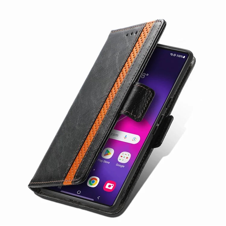 CASENEO 002 Series For Samsung Galaxy S24 Ultra Case RFID Blocking Wallet Splicing Leather Cover