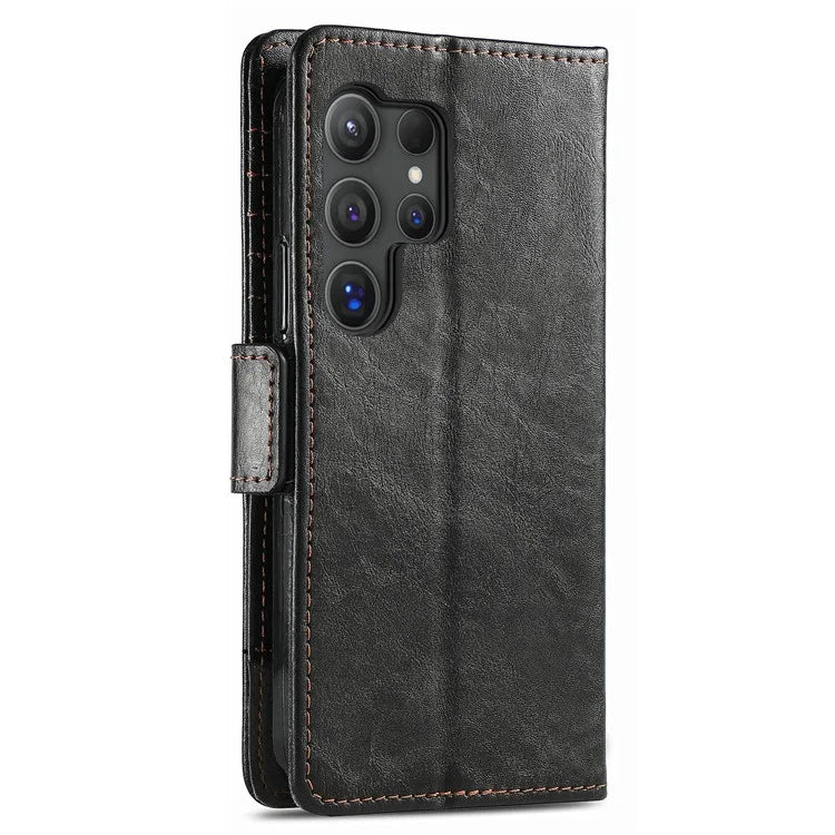 CASENEO 002 Series For Samsung Galaxy S24 Ultra Case RFID Blocking Wallet Splicing Leather Cover