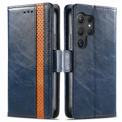 CASENEO 002 Series For Samsung Galaxy S24 Ultra Case RFID Blocking Wallet Splicing Leather Cover