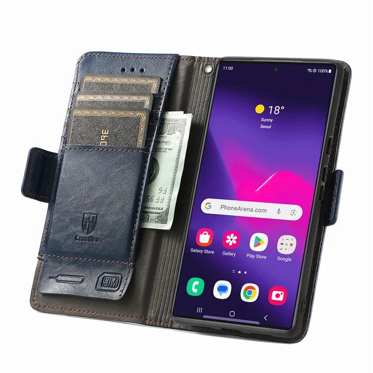 CASENEO 002 Series For Samsung Galaxy S24 Ultra Case RFID Blocking Wallet Splicing Leather Cover