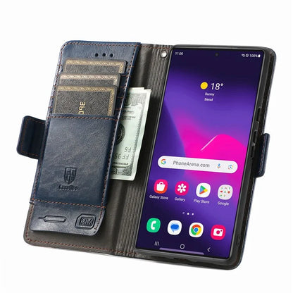 CASENEO 002 Series For Samsung Galaxy S24 Ultra Case RFID Blocking Wallet Splicing Leather Cover