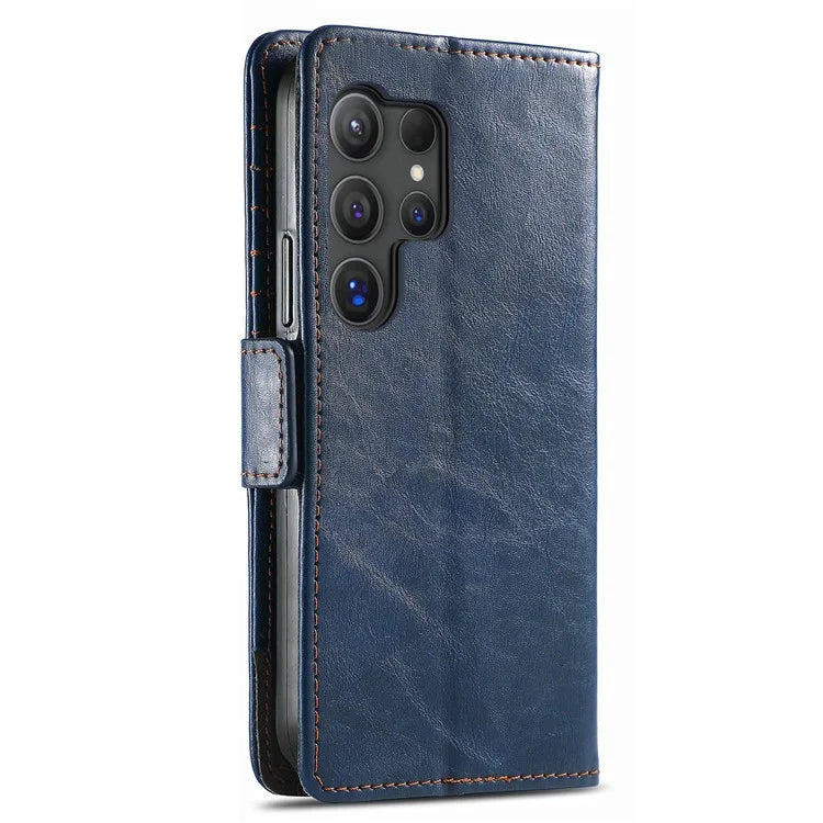 CASENEO 002 Series For Samsung Galaxy S24 Ultra Case RFID Blocking Wallet Splicing Leather Cover