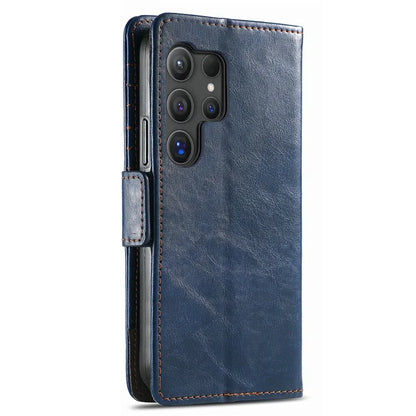 CASENEO 002 Series For Samsung Galaxy S24 Ultra Case RFID Blocking Wallet Splicing Leather Cover
