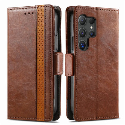 CASENEO 002 Series For Samsung Galaxy S24 Ultra Case RFID Blocking Wallet Splicing Leather Cover